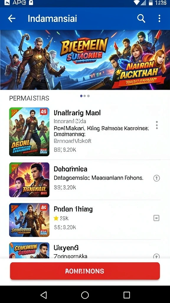 Menu permainan dengan berbagai pilihan mode seru.