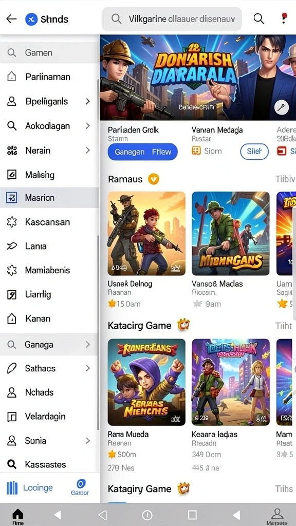 Tampilan utama yang menarik dan mudah dinavigasi.